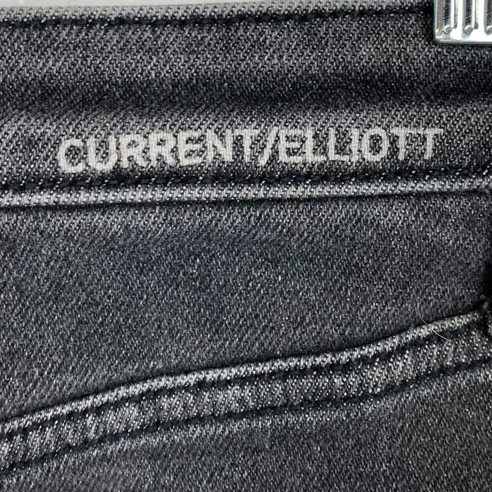 Current Elliott The 5 Pocket Mini Denim Skirt Black White Cotton Stretch Size 26